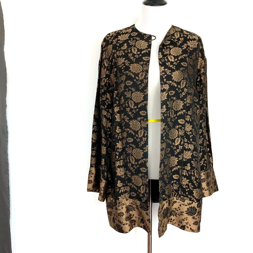 DANA BUCHMAN Baroque Jacquard Black and Gold Jacket Sz 10